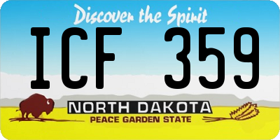 ND license plate ICF359
