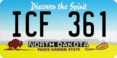 ND license plate ICF361