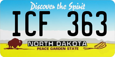 ND license plate ICF363