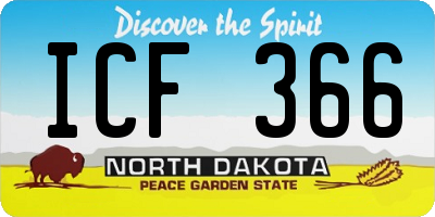 ND license plate ICF366