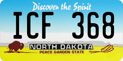 ND license plate ICF368