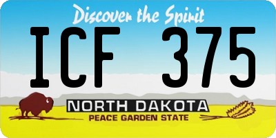 ND license plate ICF375