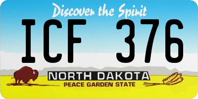 ND license plate ICF376