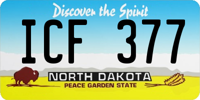 ND license plate ICF377