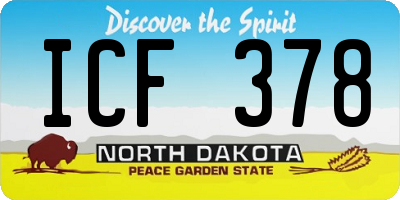 ND license plate ICF378