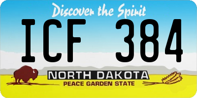 ND license plate ICF384