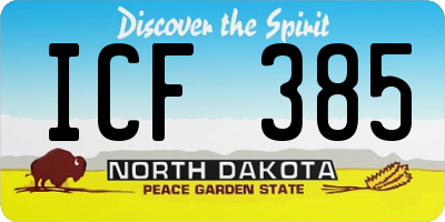 ND license plate ICF385
