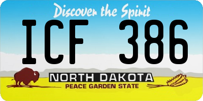ND license plate ICF386