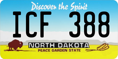 ND license plate ICF388