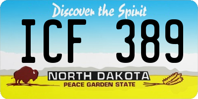 ND license plate ICF389