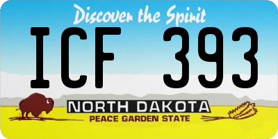 ND license plate ICF393