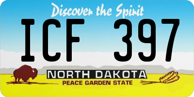 ND license plate ICF397
