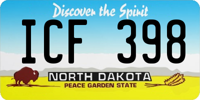 ND license plate ICF398