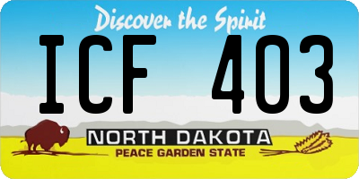 ND license plate ICF403