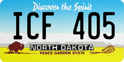 ND license plate ICF405