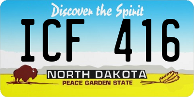 ND license plate ICF416