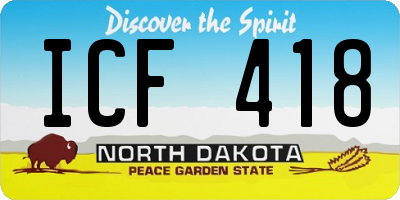 ND license plate ICF418