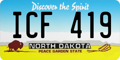 ND license plate ICF419