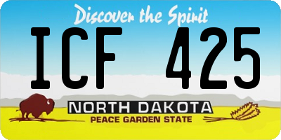 ND license plate ICF425