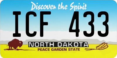 ND license plate ICF433