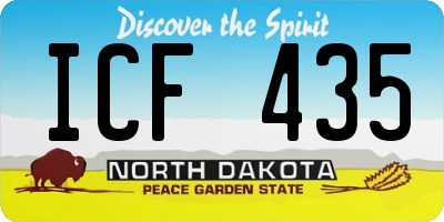 ND license plate ICF435