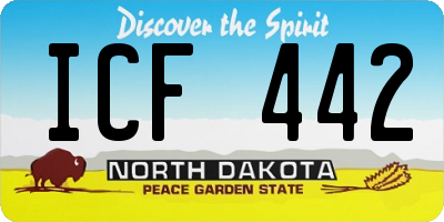 ND license plate ICF442