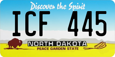 ND license plate ICF445