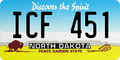 ND license plate ICF451