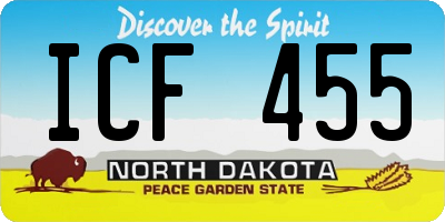 ND license plate ICF455