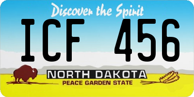 ND license plate ICF456