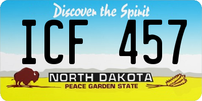 ND license plate ICF457
