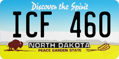 ND license plate ICF460