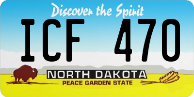 ND license plate ICF470