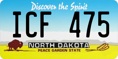 ND license plate ICF475