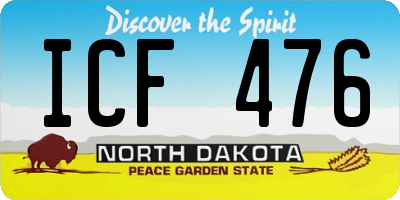ND license plate ICF476