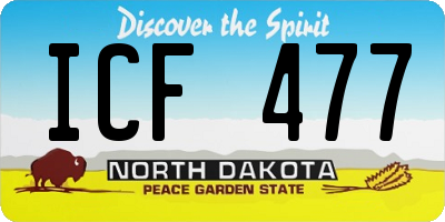 ND license plate ICF477