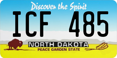 ND license plate ICF485