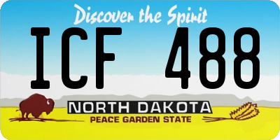 ND license plate ICF488