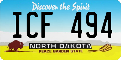 ND license plate ICF494