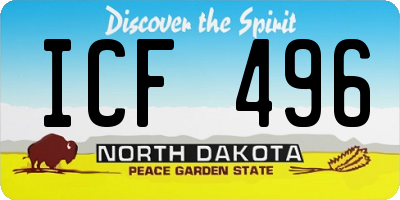 ND license plate ICF496