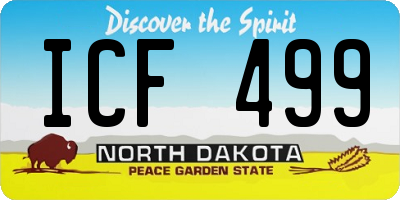 ND license plate ICF499