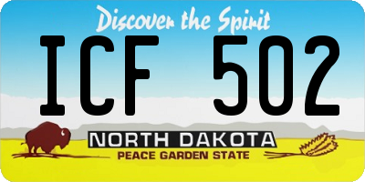 ND license plate ICF502