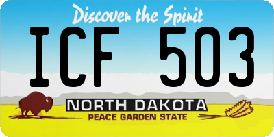 ND license plate ICF503