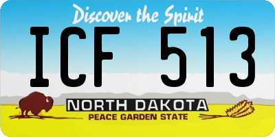 ND license plate ICF513