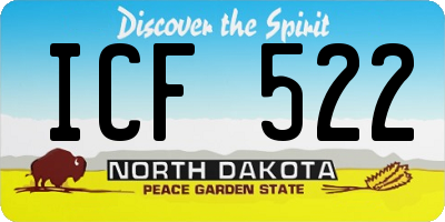 ND license plate ICF522