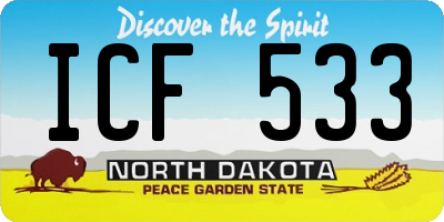 ND license plate ICF533
