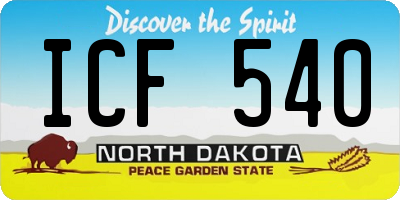 ND license plate ICF540