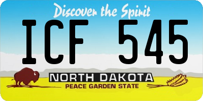 ND license plate ICF545