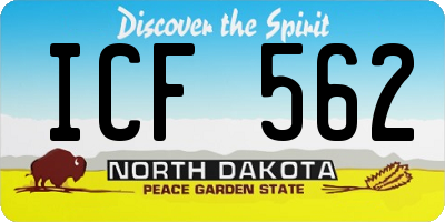 ND license plate ICF562