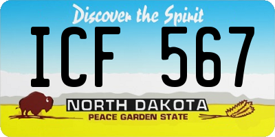 ND license plate ICF567